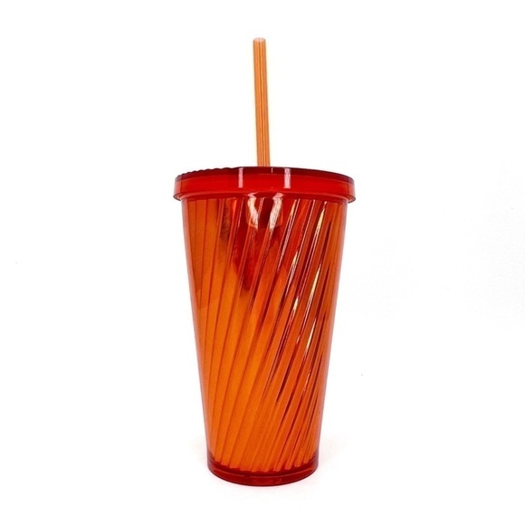 Starbucks Cold Cup Orange Mirrored Spiral 16 oz Grande Collectible New NWT - Picture 2 of 8